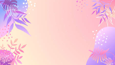 Abstract organic floral, leaves, liquid, wave minimalist background with colorful gradient vivid vibrant color. Good for greeting cards, invitations, flyers and social media template.のイラスト素材