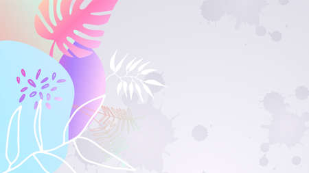 Colorful trendy abstract organic floral minimalist art design background with gradient vivid vibrant color. Pink, pastel color, blue, soft color floral background. Beauty fashion banners design.のイラスト素材