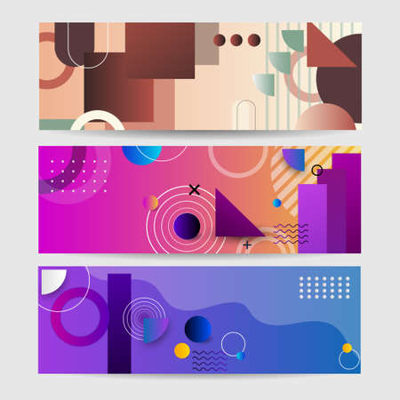 Colorful abstract memphis banner. Modern abstract web banner background creative design. Vector illustration design for presentation, banner, cover, web, flyer, card, poster, game, texture, slide, magのイラスト素材