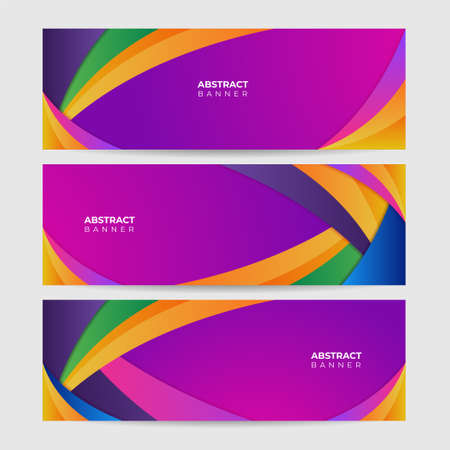 Modern colorful abstract wave web banner background creative design. Vector illustration design for presentation, banner, cover, web, flyer, card, poster, texture, slide, magazine, and wide banner.のイラスト素材