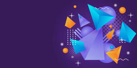 Modern 3d colorful geometric shapes abstract background. Vector abstract graphic design banner pattern background template.のイラスト素材