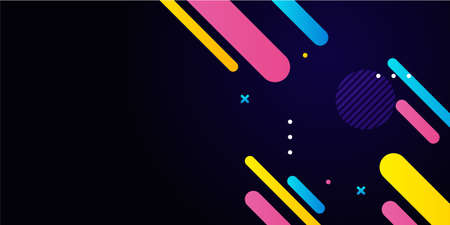 Modern colorful minimal Memphis style presentation background with geometric element shapes. Vector abstract graphic design banner pattern background template.のイラスト素材