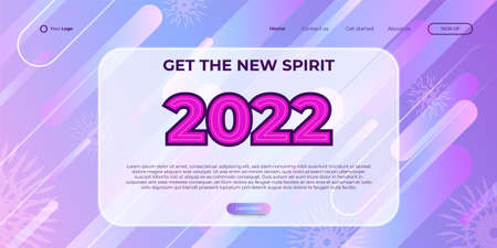 Happy new year 2022 colorful landing page web template background with pink purple abstract geometric shapes. Vector abstract graphic design banner pattern background template.のイラスト素材