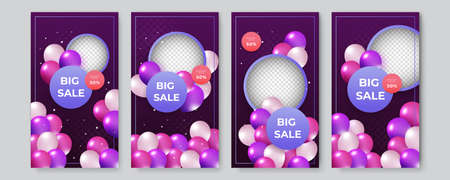 Stories template set for big sale, black friday, new year sale, valentine sale, flash sale, and Christmas sale. Social media template, presentation, flyer, poster, invitation.のイラスト素材