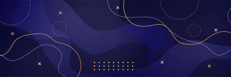 Abstract blue banner background with golden lines. Vector abstract graphic design banner pattern background template.のイラスト素材