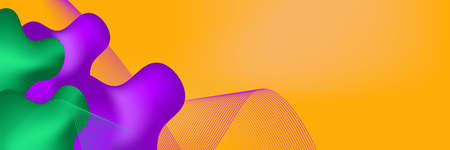Abstract colorful banner with yellow purple and green liquid. Vector abstract graphic design banner pattern background template.のイラスト素材