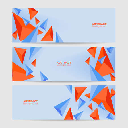 Colorful web banner with push button. Collection of horizontal promotion banners with gradient colors and abstract geometric backdrop.Header design. Vibrant coupon template. Vector eps 10のイラスト素材