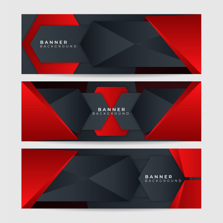 Set the triangle background light header banner. Abstract composition of 3D triangles. Modern geometric red backgrounds isolated blackのイラスト素材