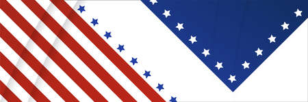 American blue and red banner background template. American nation banner with national flag Independence and freedom vector. USA country day celebration. Patriotic background with waving American flagのイラスト素材