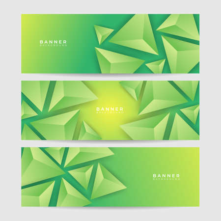 Modern geometric triangle green banner background. Vector abstract graphic design banner pattern background template.のイラスト素材