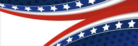 American blue and red banner background template. American nation banner with national flag Independence and freedom vector. USA country day celebration. Patriotic background with waving American flagのイラスト素材