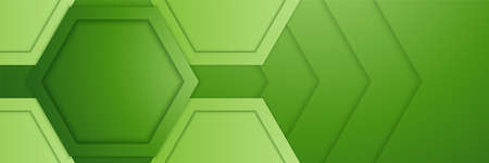Modern green hexagon banner background. Vector abstract graphic design banner pattern background template.のイラスト素材