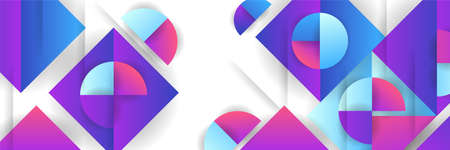 Blue and pink purple geometric banner background. Vector abstract graphic design banner pattern background template.のイラスト素材