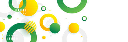 Green and yellow circle banner background. Vector abstract graphic design banner pattern background template.のイラスト素材
