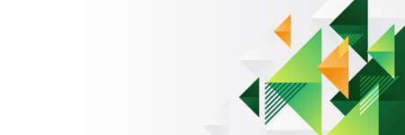 Abstract green and orange geometric triangle banner design background template. Vector abstract graphic design banner pattern background template.のイラスト素材