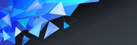 Abstract blue banner with line, geometric, polygon. Vector design network background. Modern science, chemistry technology concept for website, business, web banner, template or brochureのイラスト素材