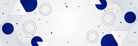 Blue geometric circle dot line triangle Memphis style banner background. Vector abstract graphic design banner pattern background template.のイラスト素材