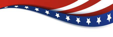 American blue and red banner background template. American nation banner with national flag Independence and freedom vector. USA country day celebration. Patriotic background with waving American flagのイラスト素材