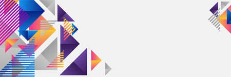 Colorful bauhaus geometric Memphis abstract wide banner background. Vector abstract graphic design banner pattern background template.のイラスト素材