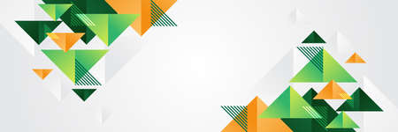 Abstract green and orange geometric triangle banner design background template. Vector abstract graphic design banner pattern background template.のイラスト素材
