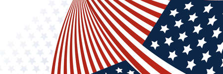 American blue and red banner background template. American nation banner with national flag Independence and freedom vector. USA country day celebration. Patriotic background with waving American flagのイラスト素材