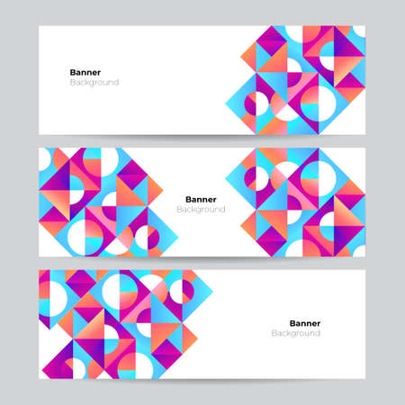 Set of pink blue orange bauhaus banner background. Vector abstract graphic design banner pattern background template.のイラスト素材