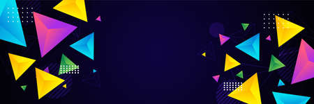 Colorful yellow blue pink green triangle banner background. Vector abstract graphic design banner pattern background template.のイラスト素材