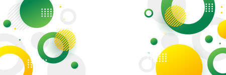 Green and yellow circle banner background. Vector abstract graphic design banner pattern background template.のイラスト素材