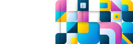 Abstract colorful bauhaus geometric abstract background banner design templateのイラスト素材