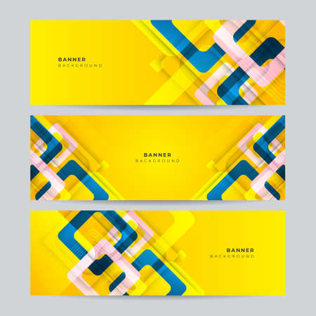 Blue yellow abstract minimal square geometric banner background. Vector abstract graphic design banner pattern background template.のイラスト素材