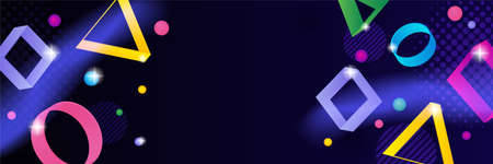 Colorful triangle square circle game icon abstract banner background. Vector abstract graphic design banner pattern background template.のイラスト素材