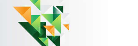 Abstract green and orange geometric triangle banner design background template. Vector abstract graphic design banner pattern background template.のイラスト素材
