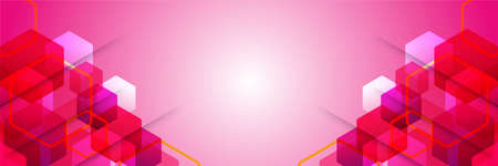 Abstract red hexagon geometric banner background. Vector design banner pattern background template for wallpaper, template, poster, backdrop, book cover, brochure, leaflet, flyerのイラスト素材