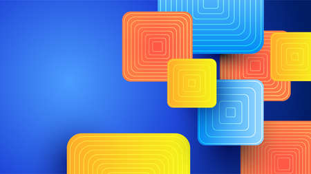 Abstract colorful blue shapes presentation background. Gradient dynamic lines background. Modern mosaic blue orange Colorful geometric design backgroundのイラスト素材