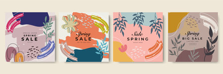 Social media sale banners design. Vector illustration templates suitable for web banners, social media posts, mobile app, internet ads.のイラスト素材