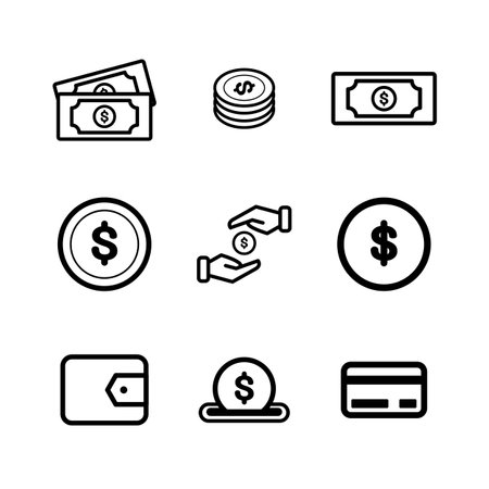money icon set over white background, line style, vector ilustrationのイラスト素材