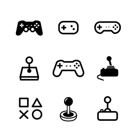 game controller icons set over white background, line style, vector illustrationのイラスト素材