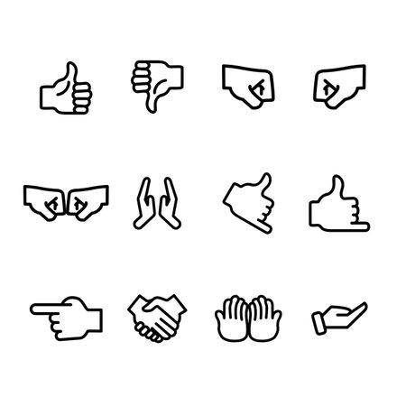 Hand gesture line icons set. Collection of hand gestures. Vector illustrationのイラスト素材