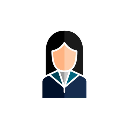 Schoolgirl icon in flat color style. Simple education avatar. Student vectorのイラスト素材