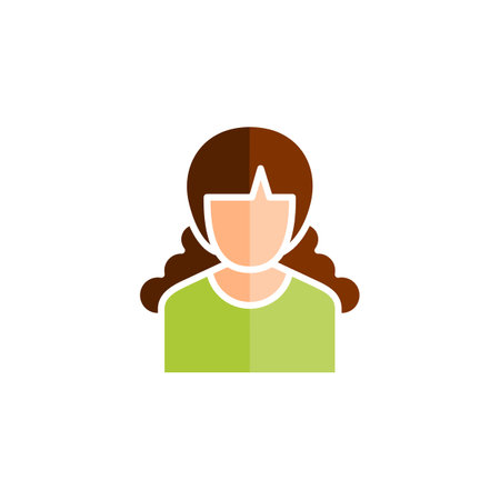 Avatar woman icon in flat style. Girl vector illustration on white isolated background. Woman business concept. Curly hair girl.のイラスト素材