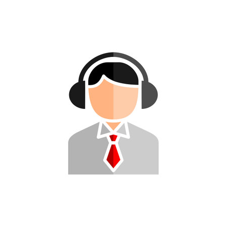 Customer service icon in flat color style. Call center support call centerのイラスト素材
