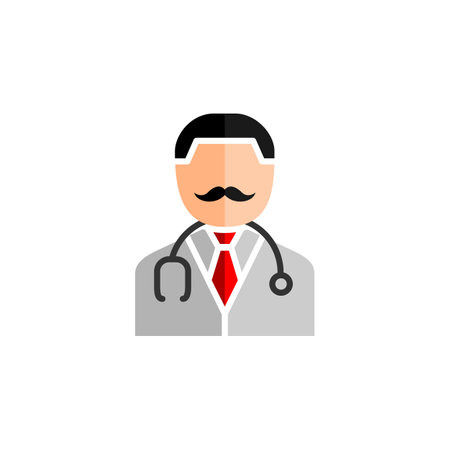 Doctor icon in flat color style. Physician vector illustration on white isolated background. Doctor business concept.のイラスト素材