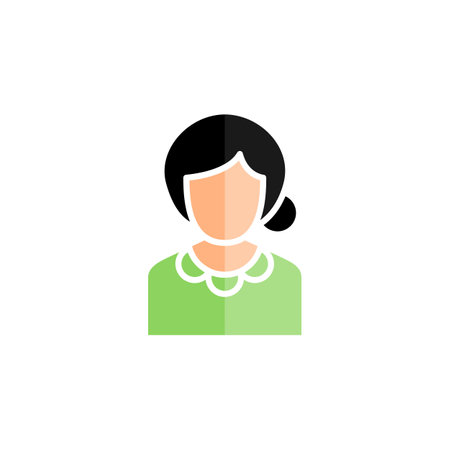 Avatar woman icon in flat color style. Woman business person avatarのイラスト素材