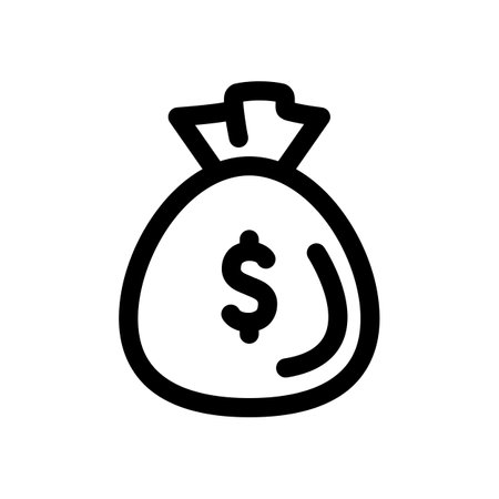 Money bag icon vector. A thin line sign. Isolated contour symbol illustrationのイラスト素材
