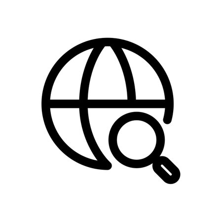 Global search icon vector. A thin line sign. Isolated contour symbol illustrationのイラスト素材