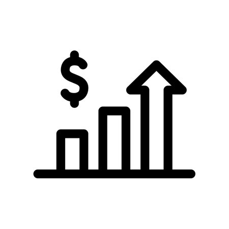 Growing chart icon vector. A thin line sign. Isolated contour symbol illustrationのイラスト素材