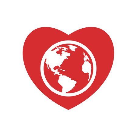 heart with planet earth isolated icon vector illustration designicon vector illustration designのイラスト素材
