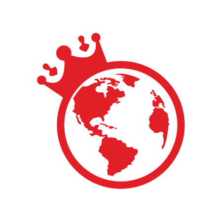 world planet with crown isolated icon vector illustration design  red and whiteのイラスト素材