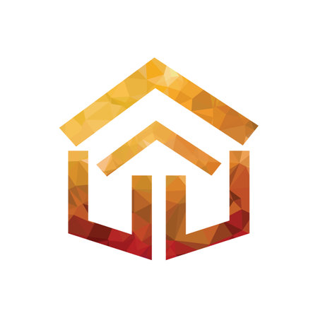 Real estate logo design template. Abstract polygonal house icon.のイラスト素材