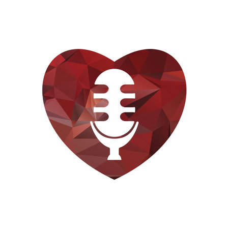 Heart with microphone icon. Vector illustration. Flat design style eps 10のイラスト素材